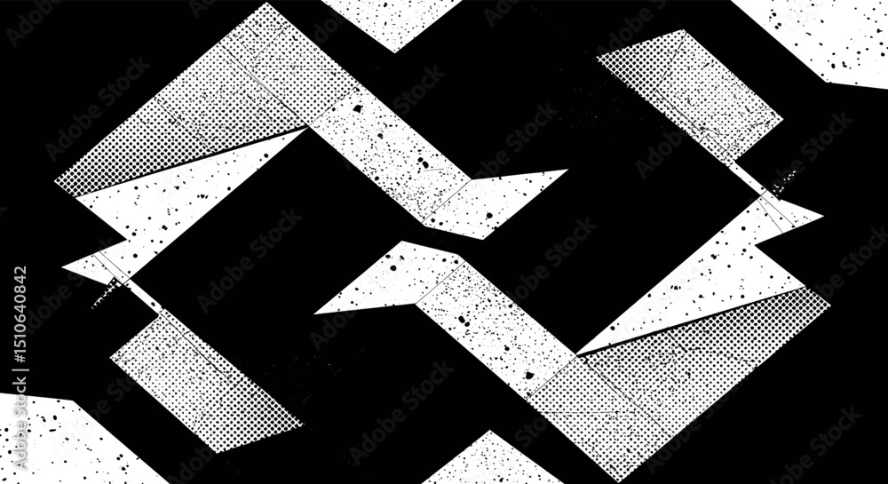 Aufkleber abstract geometric monochrome art with angled shapes and textured patterns