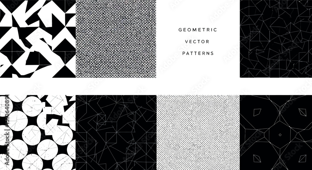 Aufkleber black and white geometric patterns with abstract shapes and textures