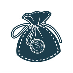 Small Cloth Pouch with Silver Dime Icon