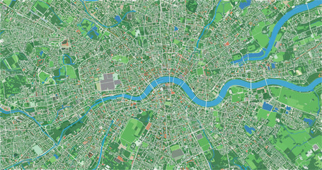 Obraz premium Detailed aerial map of a city with river and urban landscape