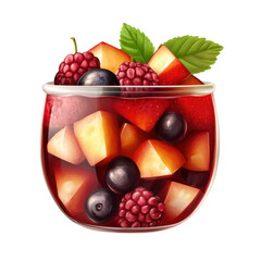 Fresh Fruit Salad in Glass Jar with Raspberries, Strawberries, and Blueberries for Healthy Snack or Dessert on transparent background