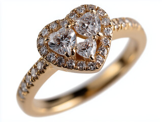 golden ring with heart made of diamond