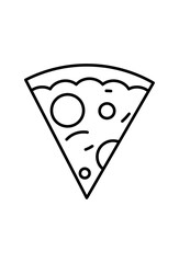Simple pizza slice outline icon. Stylized drawing of a pizza piece