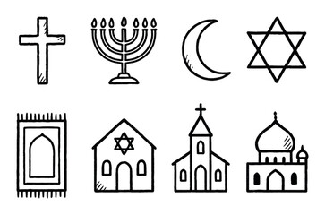 Fototapeta premium Religious Symbols Sketch