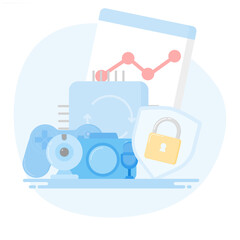 Software updates for improved performance and data security on computers. Software update notification concept.