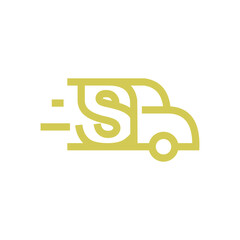 letter S Bus line simple logo, logo for branding company. transportation template vector design
