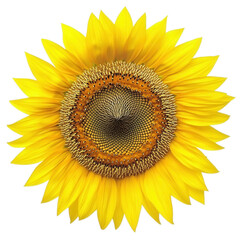 Fototapeta premium Beautiful yellow sunflower, isolated on transparent background, png