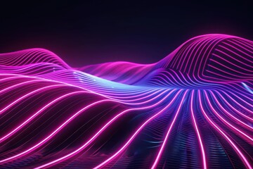 abstract neon wallpaper glowing lines on black background trajectory of light pattern twisted ribbon