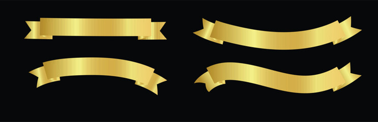 Gold Ribbon Banners Set of Elegant Golden Ribbons for Design