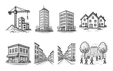 Obraz premium Hand-Drawn Urban Icons