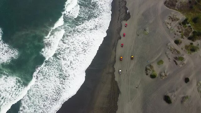 Aerial Holiday South Java Beach Parangtritis Bantul Yogyakarta, Indonesia