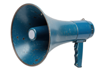 Isolated Blue Megaphone Vintage Bullhorn