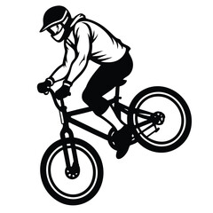 Obraz premium Dynamic BMX riders in action, perfect for apparel or decals.