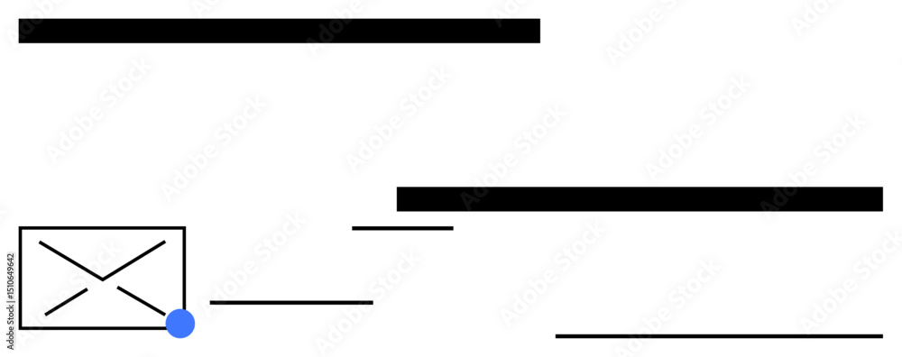 Poster envelope icon with blue notification dot, horizontal lines symbolizing text and headers, clean moder