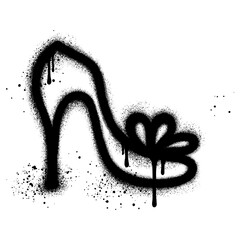 Urban graffiti style women's high heels with black spray paint. Vector illustration.