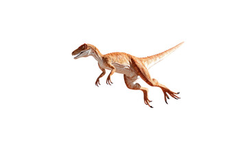Fototapeta premium Small detailed dinosaur model figurine with realistic texture and color showcasing a prehistoric creature on a clean white background for educational and illustrative purposes