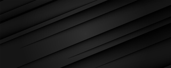 Obraz premium 3D black geometric abstract background overlap layer on dark space with waves shape decoration. Minimalist modern graphic design element cutout style concept for banner, flyer, card, or brochure cover