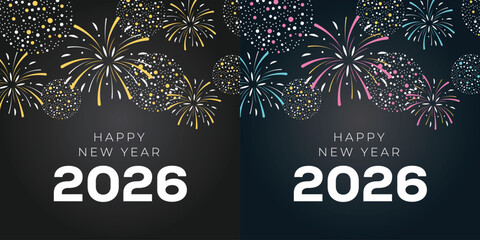 Happy New Year 2026. Collection Of Greeting Card Designs. Concept For Holiday Celebration, New Year, Social Media Promotional Content, Poster, Banner, Flyer. Vector Illustration | Adobe Stock