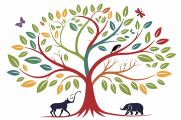 tree, nature, vector, leaf, illustration, silhouette, autumn, design, spring, branch, plant, art, flower, summer, season, floral, black, decoration, forest, symbol, environment, trunk, birds, ecology,