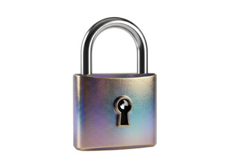 Isolated Holographic Metallic Padlock Security Concept