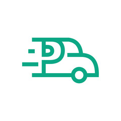 letter P Bus line simple logo, logo for branding company. transportation template vector design
