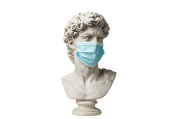 Isolated David Bust Wearing Face Mask During Pandemic