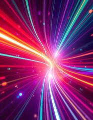 Fototapeta premium Elegant futuristic abstract background with vibrant color gradients and dynamic lighting. Modern glossy fractal design. Artistic long-exposure light trails. Stunning nocturnal abstract illumination.