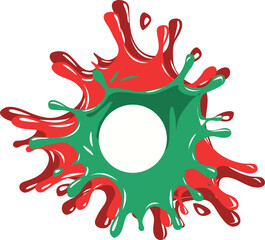 Colorful Paint Splatter Burst with Red and Green