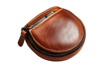 Elegant Brown Leather Coin Pouch with Zipper Closure Compact Wallet for Coins Cash and Small Items Travel Purse