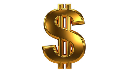 Isolated Golden Dollar Sign Symbol of Wealth