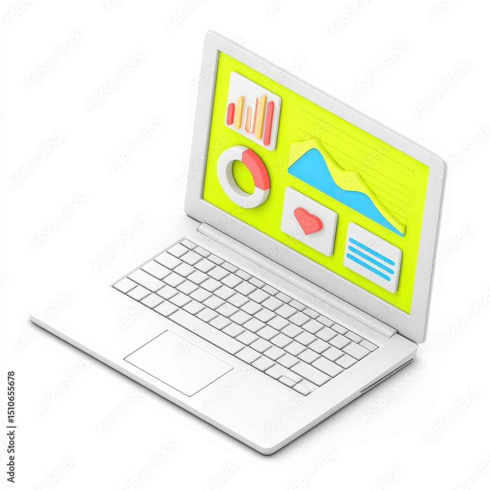 Aufkleber financial benefits budget optimization concept. laptop displaying colorful data visualizations and g