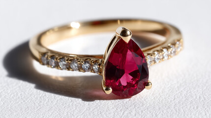 golden ring with a red diamonds