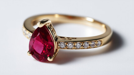 golden ring with a red diamonds