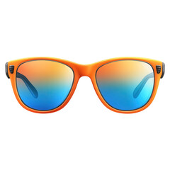 Vibrant orange sunglasses reflecting a summer sky capturing carefree days on transparent background