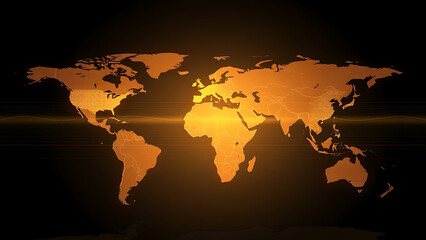 Abstract Globalization Background with world map and Technology Network Lines Illustrating Global Digital Connections and Data Flow Across an Interconnected Virtual World