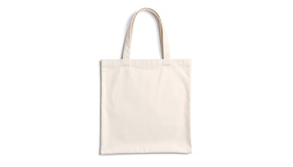 Beige blank tote bag isolated on white.
