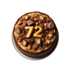 Chocolate cake celebration birthday party food photography festive atmosphere top view transparent background design