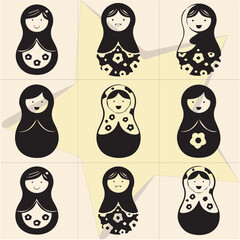 All kind of Doll N Toy vector Black and white set-24