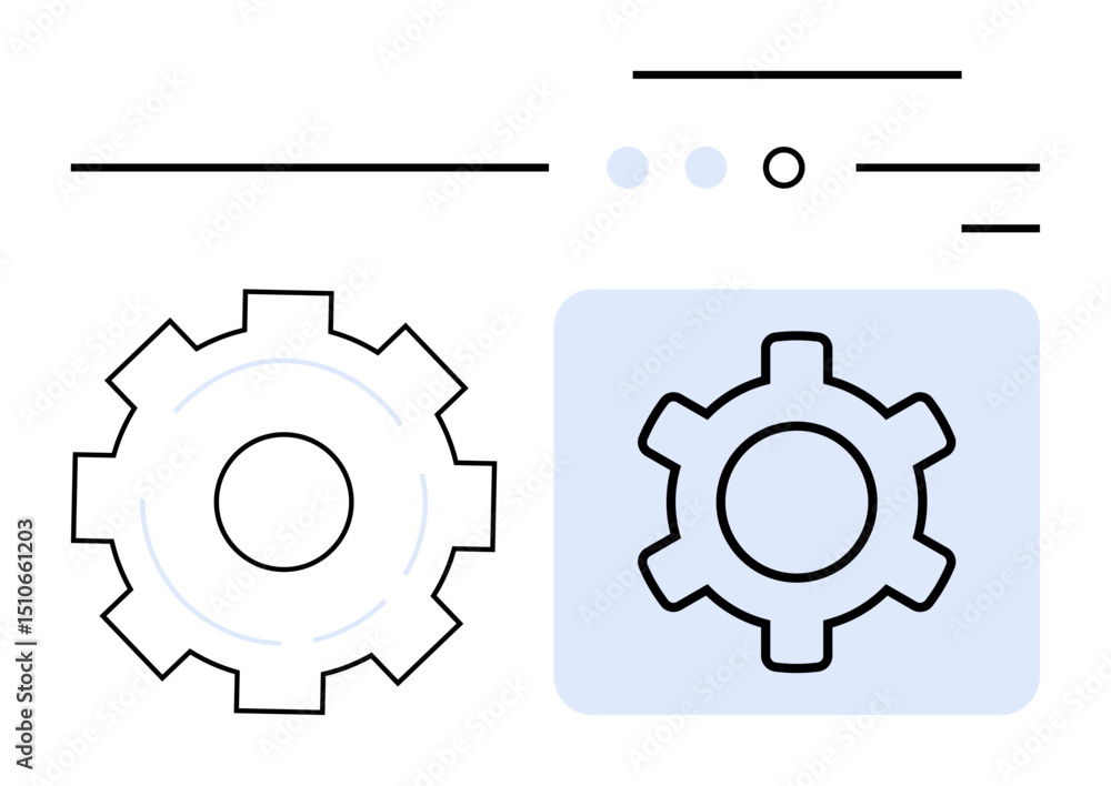 Poster gear settings icon with web interface layout, lines, and dots. ideal for technology, optimization, w