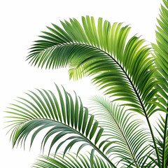 Obraz premium Single tall Coconut Palm with leaning trunk and sparse fronds isolated on white background
