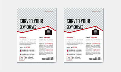 Fitness and gym flyer design template Vector layout design template for sport event.