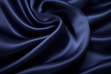 Obraz premium Smooth, dark blue silk fabric with elegant folds and a glossy, luxurious texture.