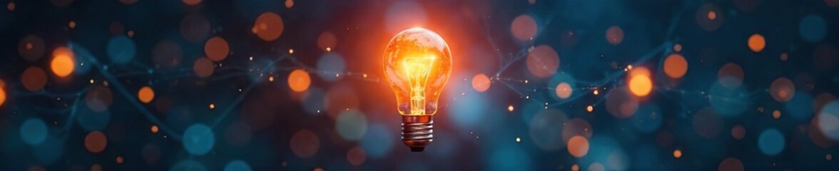 A lightbulb illuminates a network of interconnected nodes, representing a bright idea and innovative solution , web, lightbulb, potential