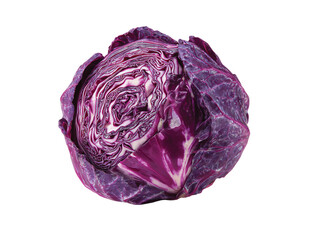 Obraz premium Halved red cabbage isolated on transparent or white background, clipping path ,png 