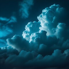 Fototapeta premium Dark Night Sky with Clouds – Dramatic Moody Background in Petrol Blue Tones