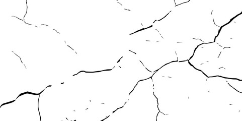 Old wall background crack vector, grunge, ground distress texture.Black crack texture. Cracked on a white background.
