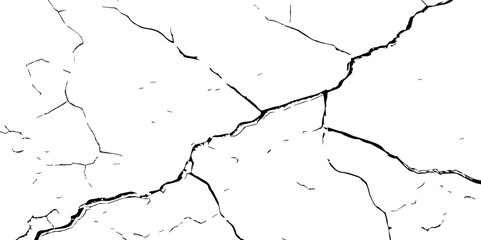 Old wall background crack vector, grunge, ground distress texture.Black crack texture. Cracked on a white background.

