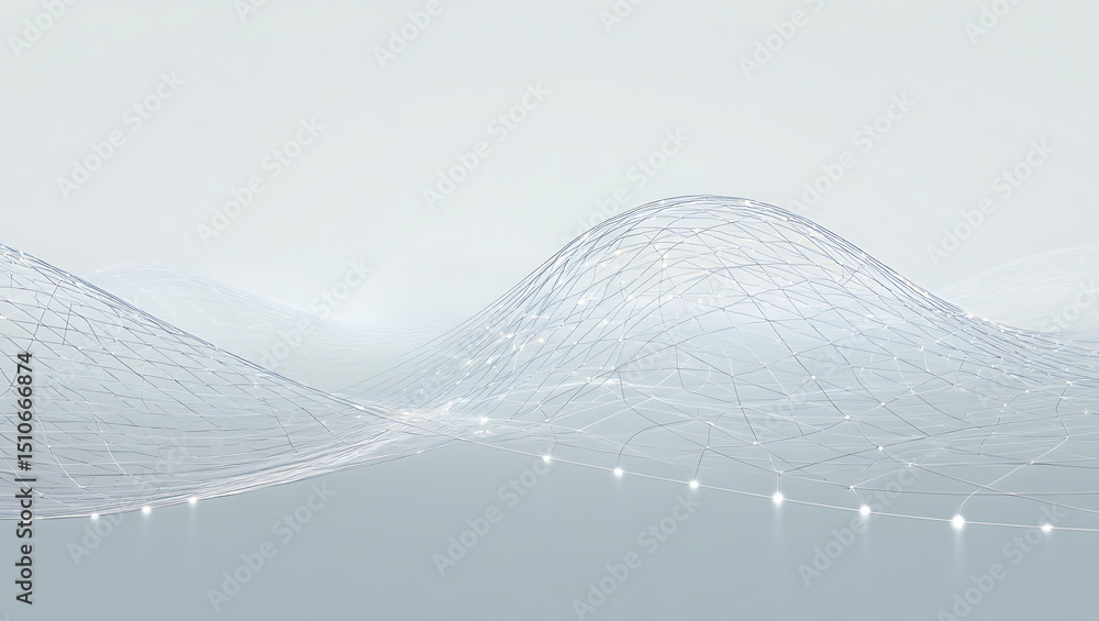 Poster abstract background with white waves and abstract background depicting globalization and technology 
