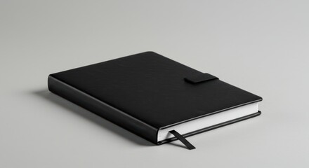Elegant and Minimalist Black Notebook on a Light Background: A Perfect Companion for Writing and Reflection