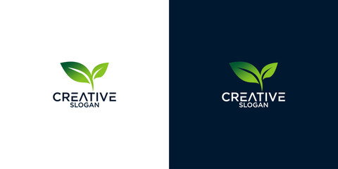 Vector leaf logo, green clean eco icon tree growth. Abstract leaf symbol logo	